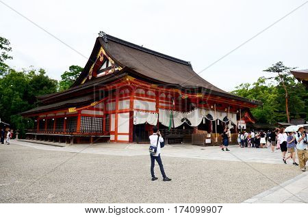Japanese People And Traveler Foreigner Walking Inside Yasaka Shrine For Pray And Looking Visit At Ya