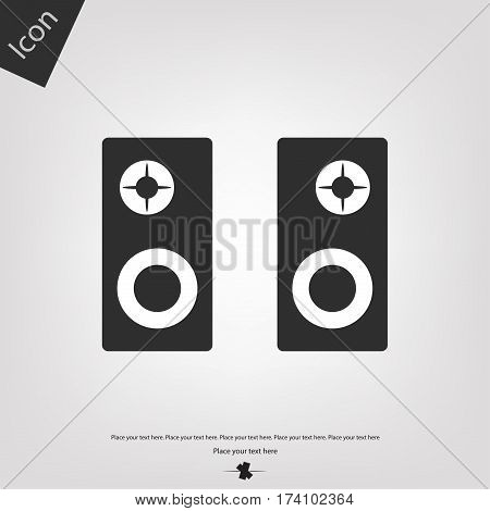 Speakers vector icon, gray background. Vector illustration.
