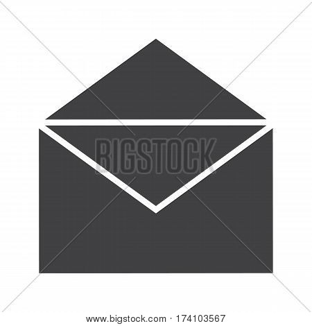Open letter icon. Email silhouette symbol. Received sms message. Negative space. Vector isolated illustration