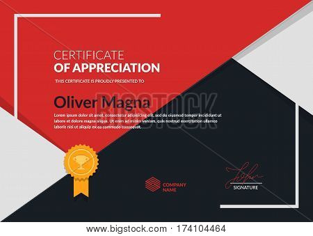 Certificate of Appreciation template. Flat geometric design. Layered eps10 vector.