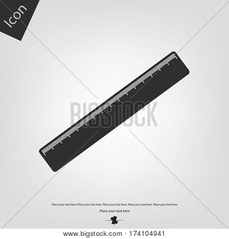 Ruler vector icon, gray background. Vector illustration.