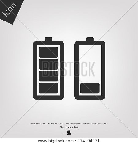Battery vector icon, gray background. Vector illustration.