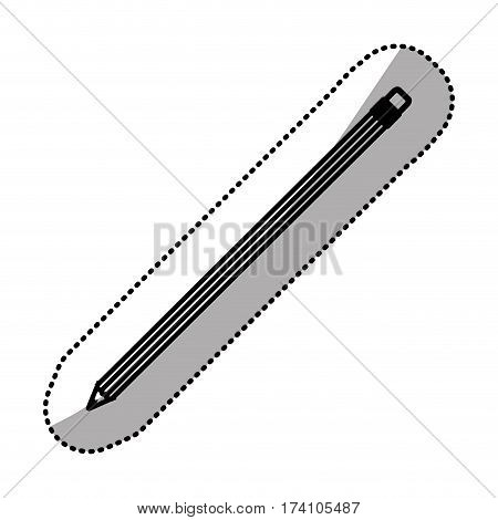 monochrome sticker silhouette of pencil with eraser vector illustration