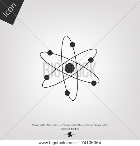 Atom icon, gray background. Vector illustration .