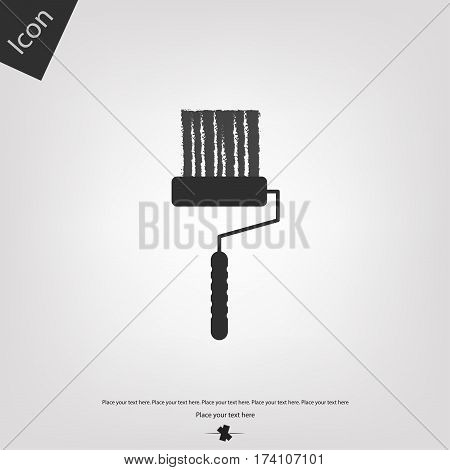 Paint roller vector icon, gray background. Vector illustration.