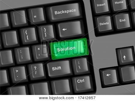 Teclado com uma solução chave. Vector.