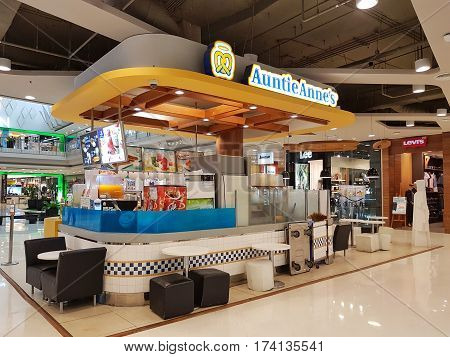 CHIANG RAI THAILAND - MARCH 1 : Department store interior view with Auntie Anne's Pretzels at Central Plaza on March 1 2017 in Chiang rai Thailand