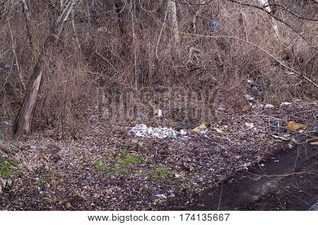 Little smelly landfill in an abandoned park