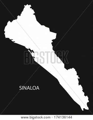 Sinaloa Mexico Map black inverted silhouette illustration