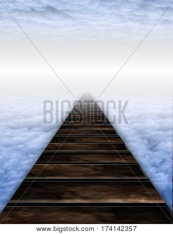 Path into clouds   3D Render