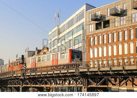 Subway Train On A Bridge