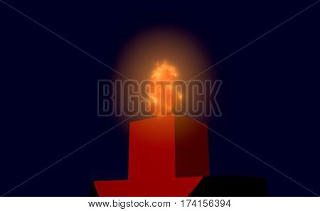 A dollar sign in fire on the podium