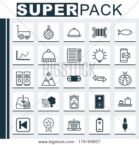 Set Of 25 Universal Editable Icons. Can Be Used For Web, Mobile And App Design. Includes Elements Such As Audio Device, Sound Box, Run Song Back And More.