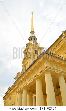 Spire of Peter and Paul Cathedral in St.Petersburg Russia.