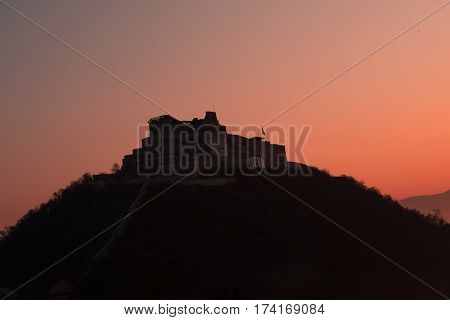 Old medieval citadelon the hill, Deva, Romania