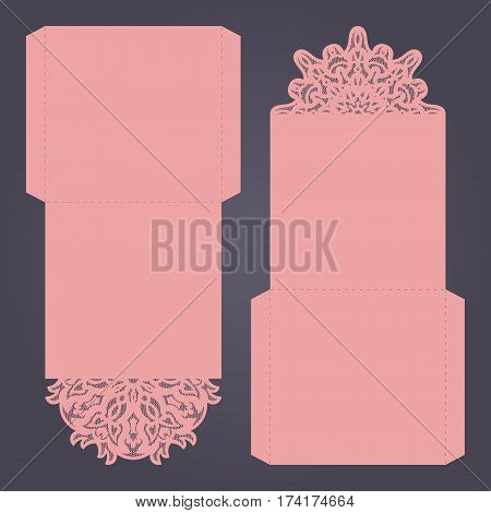Abstract Wedding Cutout Invitation Template. Suitable For Lasercutting. Lace Folds.