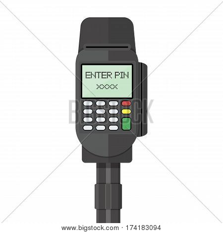 POS terminal, pinpad, keypad. Vector illustration in flat style
