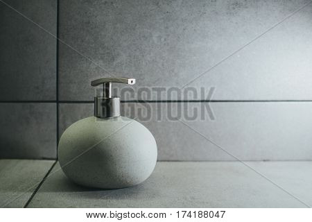 Bottle with liquid soap in bathroom .nterior.