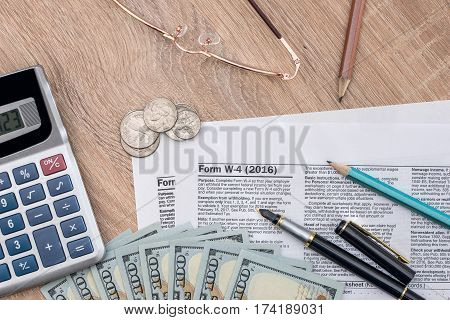2017 Tax Form - W4 With Money.
