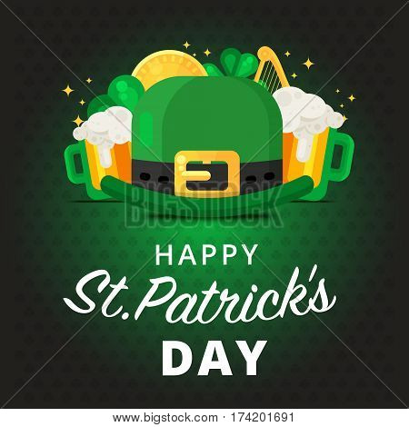 St. Or Saint Patrick's Day Vector Background Design. La Fheile Padraig Holiday Banner Layout. Greeti