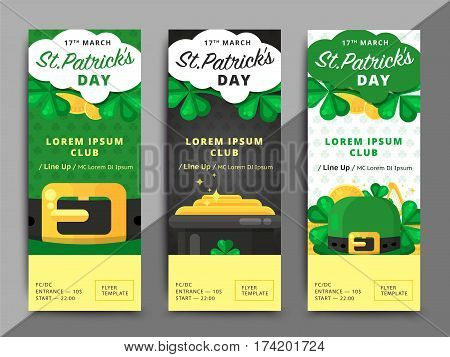 St. Or Saint Patrick's Day Vector Flyer Template Design. La Fheile Padraig Banner. Greeting Letter O