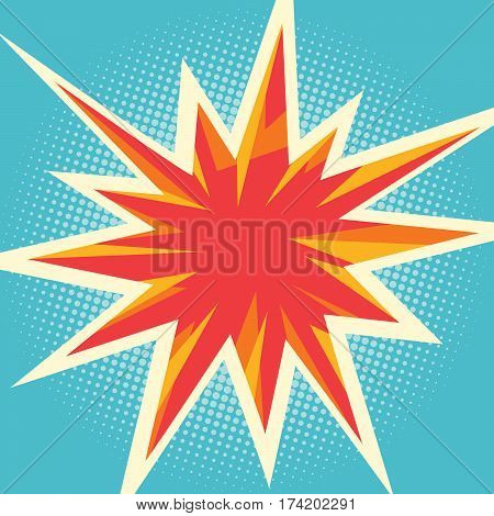 Comic flash in the form of multipath stars. Pop art retro vector illustration