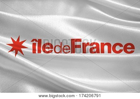 Flag of Ile-de-France also known as the region parisienne is one of the 18 regions of France and includes the city of Paris. 3d illustration