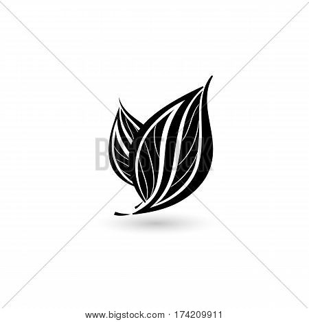 Isolated black leaf. Element for design. Vector illustration.