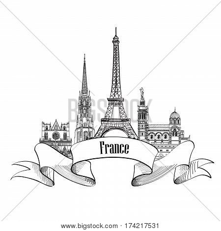 France Label. Famous French Architectural Landmarks. Visit France Banner.