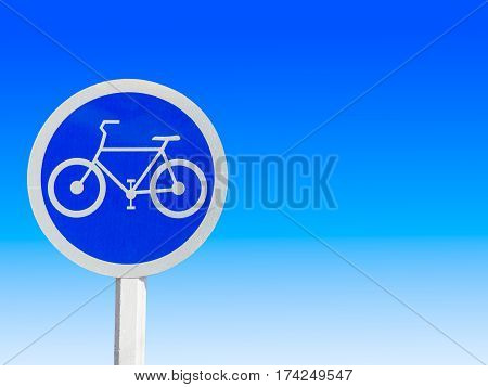 bike lane sign and symbols isolate on gradient blue and white background