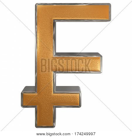Symbol Of French Franc, Isolated On White  Background, 3D Illustration