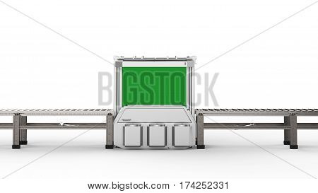 3d rendering scanner machine with empty conveyor belt