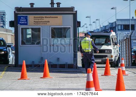 Harbour border control observing the people arriving at the borders of the united kingdom