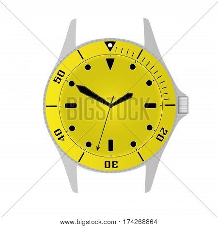 Simple Modern Sport Divers Style Yellow Watch Case And Dial Object Eps10