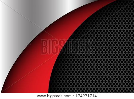 Abstract metal red and dark gray circle mesh curve shape design modern background vector illustration.