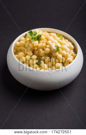 Dahi Bundi or Boondi Raita, favourite indian started or side dish made using Rajasthani snack food made from sweetened, fried chickpea flour, called Boondi with sweet and salty curd or buttermilk