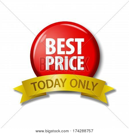 Red Button And Ribbon With Words 'best Price Today Only