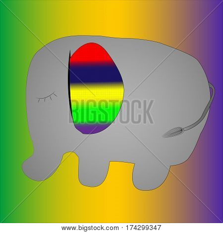 An elephant who dreams of reaching the rainbow