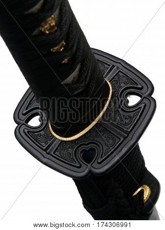 Tsuba : Hand Guard Of Japanese Sword With White Background
