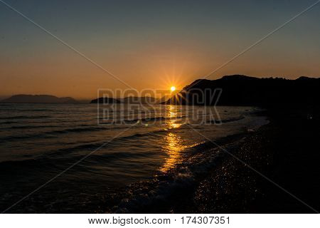 Ionian sea coastline at gerakas beach in Zakynthos island