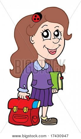 Pupil with school bag - vector illustration.