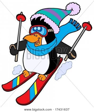 Söpö Hiihto pingviini - vektori esimerkki.