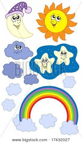 Sun Moon y tiempo colección - ilustración vectorial.