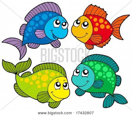 Cute cartoon pesci insieme - illustrazione vettoriale.