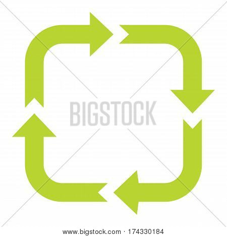 Ecologycal flat green recycle eco sign isolated on white background. Vector illustration