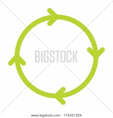 Ecologycal flat green recycle eco sign isolated on white background. Vector illustration