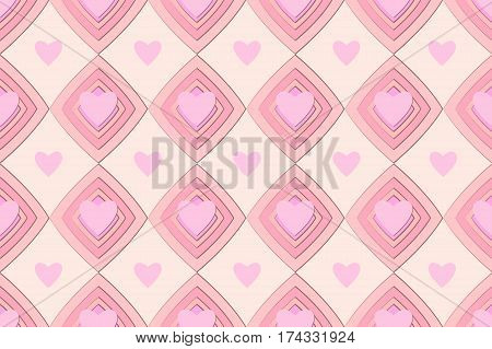 pink seamless hearts pattern ornament background valentine love lozenge