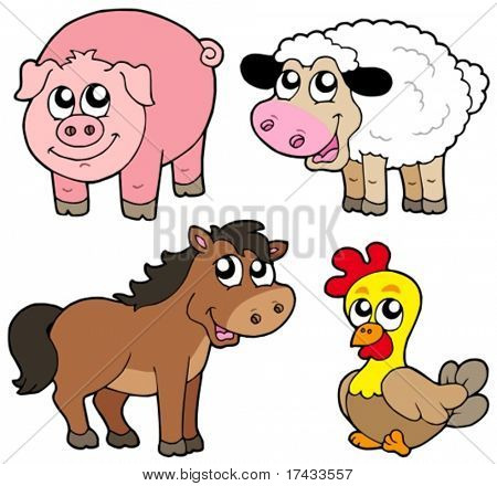 Hübsch Land Tiere Collection - Vektor-Illustration.