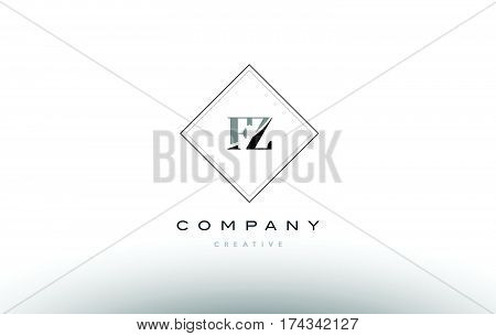 Fz F Z  Retro Vintage Black White Alphabet Letter Logo