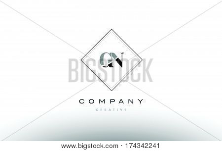 Gn G N  Retro Vintage Black White Alphabet Letter Logo